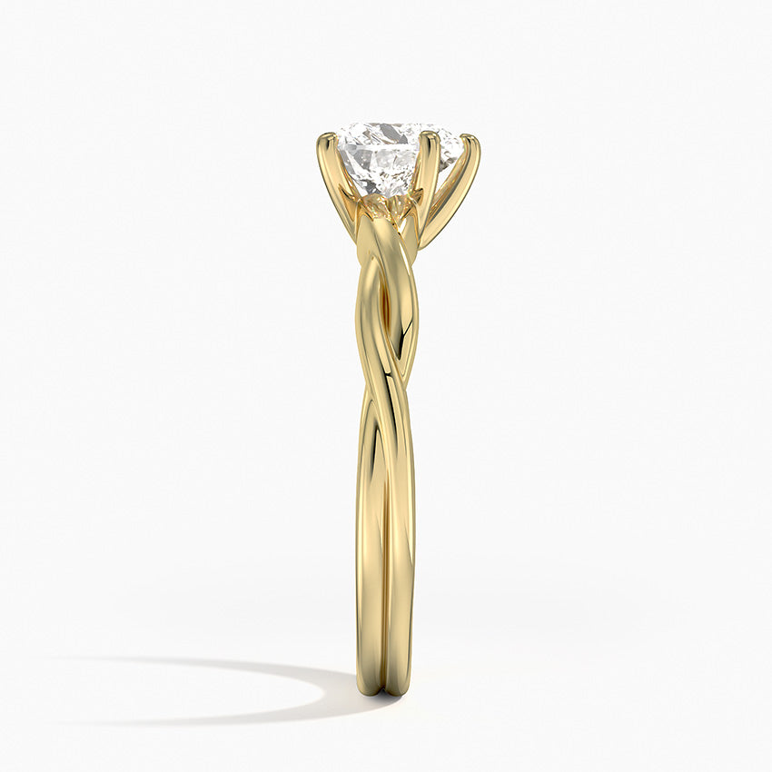 Twisted Vine Solitaire Ring Yellow Gold 18k Heart Engagement Ring