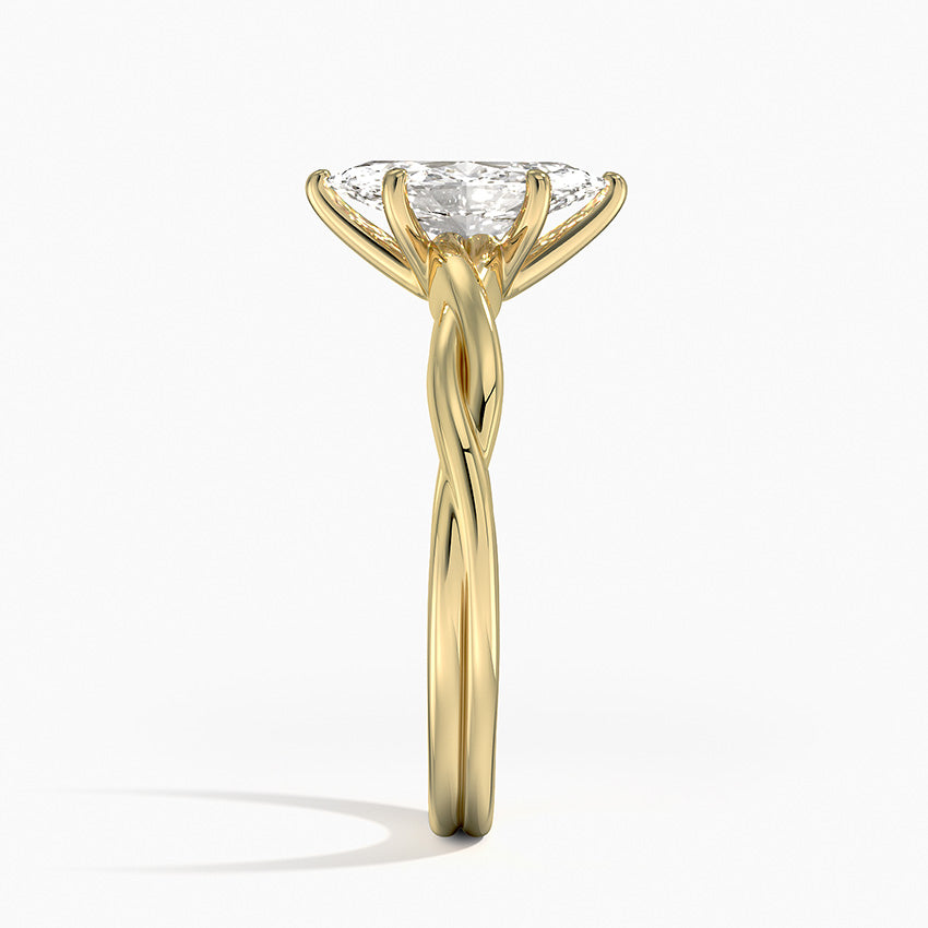 Twisted Vine Solitaire Ring Yellow Gold 18k Marquise Engagement Ring