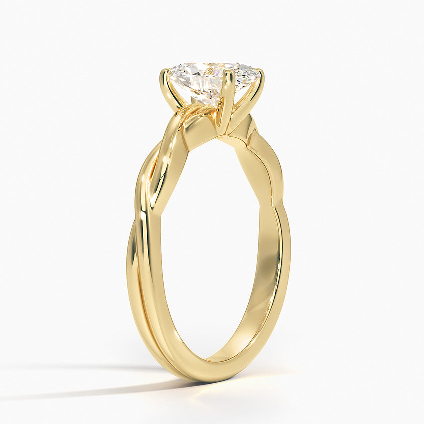 Twisted Vine Solitaire Ring Yellow Gold 18k Oval Engagement Ring