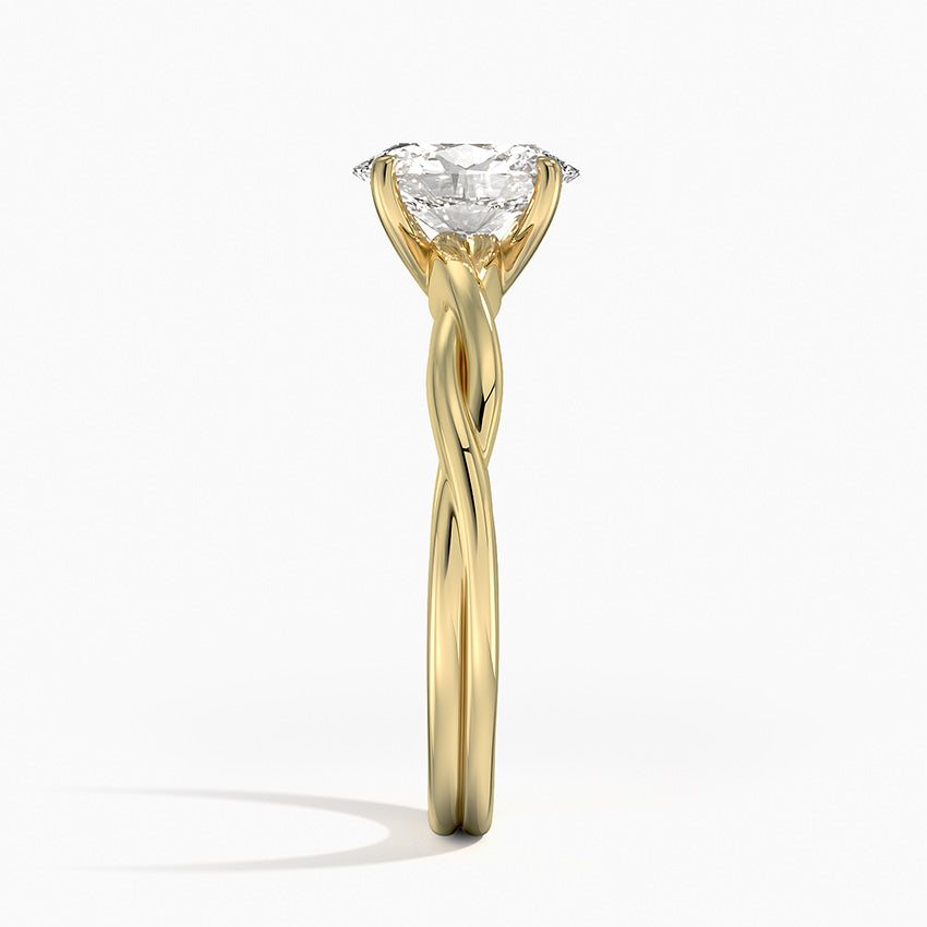 Twisted Vine Solitaire Ring Yellow Gold 18k Oval Engagement Ring