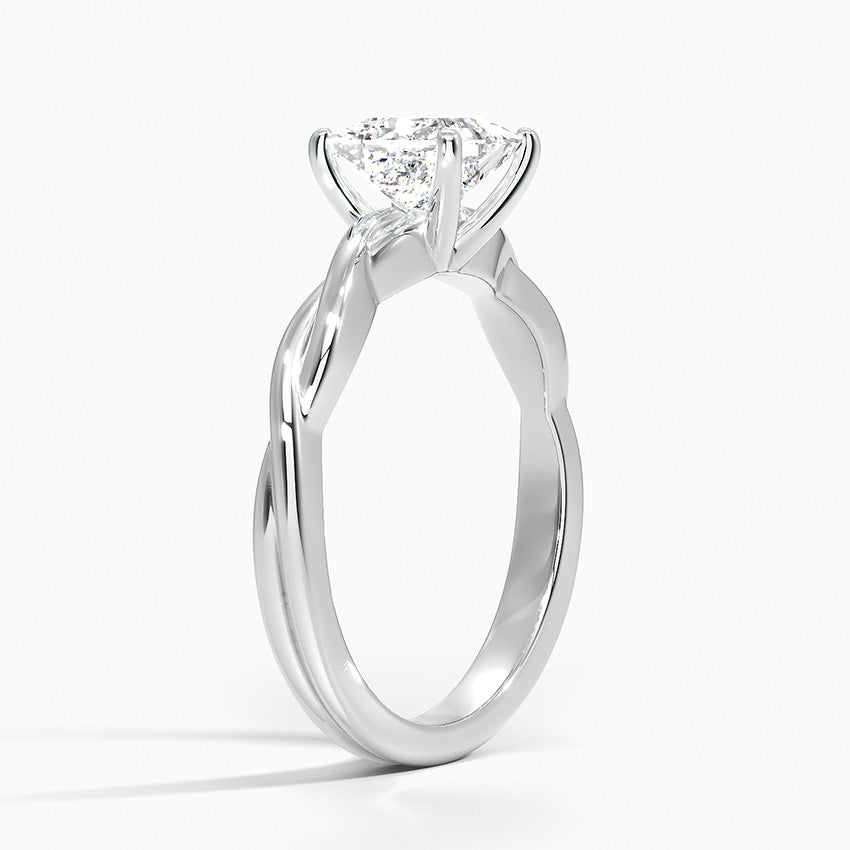 Twisted Vine Solitaire Ring Platinum Princess Engagement Ring