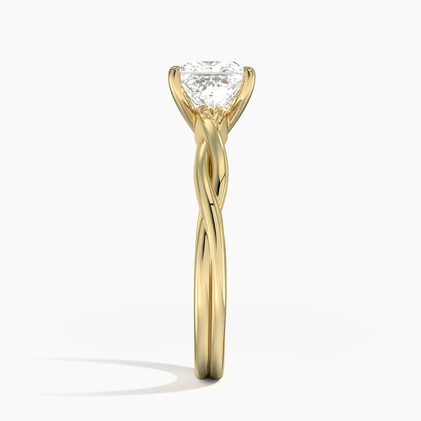 Twisted Vine Solitaire Ring Yellow Gold 18k Princess Engagement Ring