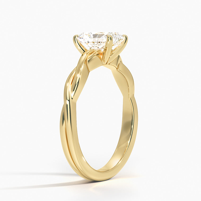 Twisted Vine Solitaire Ring Yellow Gold 18k Radiant Engagement Ring