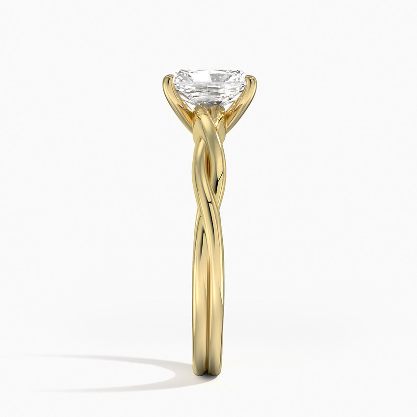 Twisted Vine Solitaire Ring Yellow Gold 18k Radiant Engagement Ring