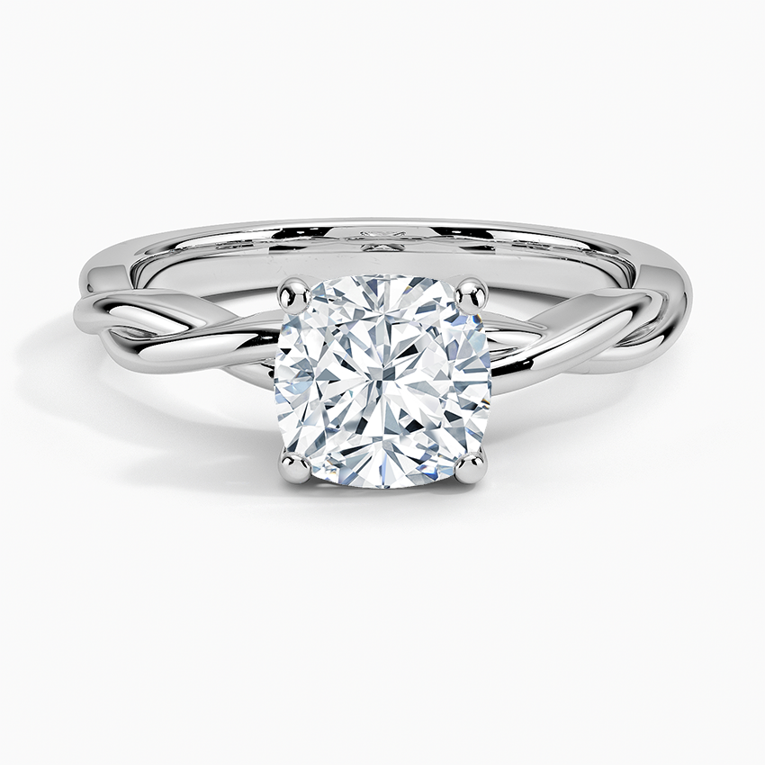 Twisted Vine Solitaire Ring Platinum Cushion Engagement Ring