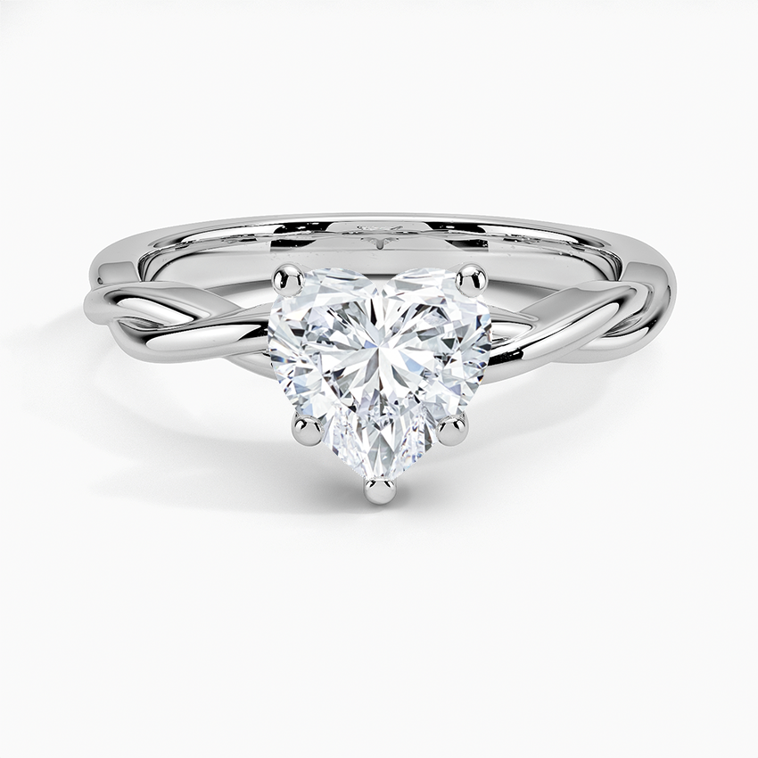 Twisted Vine Solitaire Ring Platinum Heart Engagement Ring