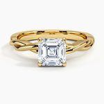 Twisted Vine Solitaire Ring Yellow Gold 18k Asscher Engagement Ring