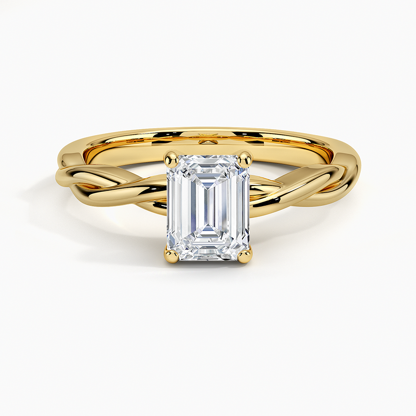 Twisted Vine Solitaire Ring Yellow Gold 18k Emerald Engagement Ring