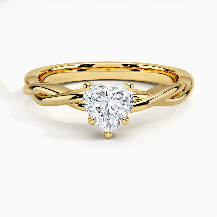 Twisted Vine Solitaire Ring Yellow Gold 18k Heart Engagement Ring