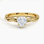Twisted Vine Solitaire Ring Yellow Gold 18k Heart Engagement Ring