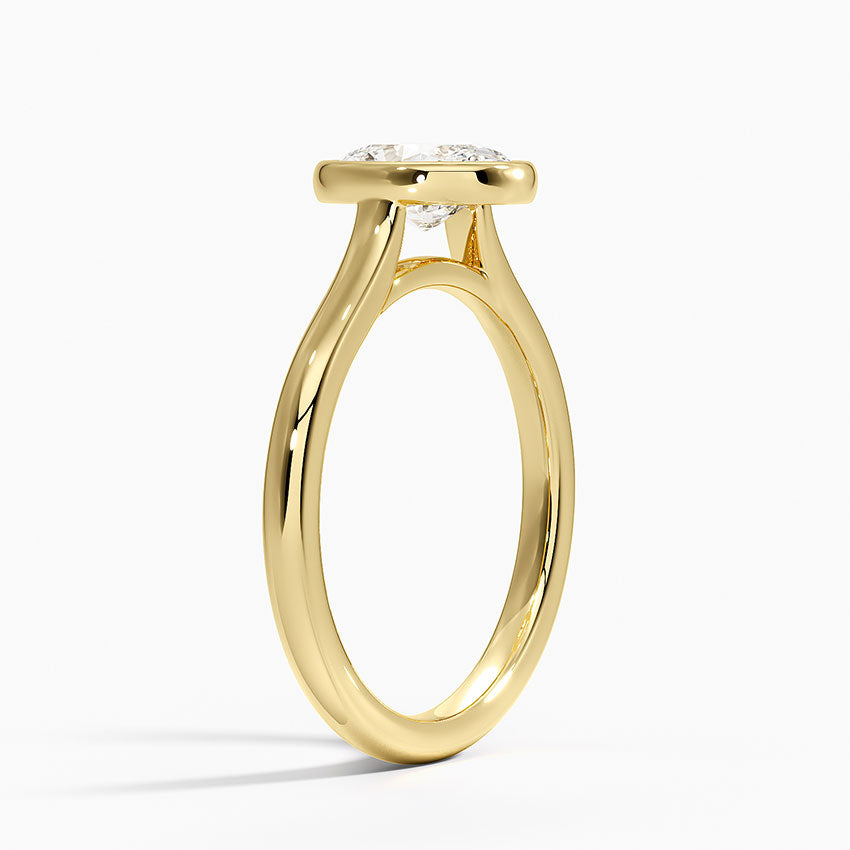 Luna 2mm Bezel Ring Yellow Gold 18k Oval Engagement Ring