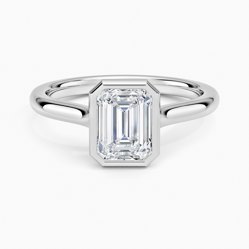 Luna Hidden Halo Diamond Ring Platinum Emerald Engagement Ring