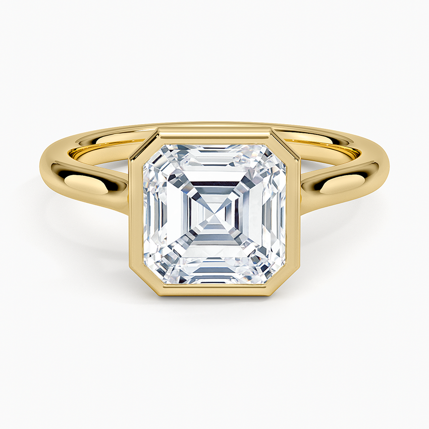 Luna 2mm Bezel Ring Yellow Gold 18k Asscher Engagement Ring