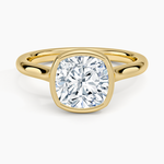 Luna 2mm Bezel Ring Yellow Gold 18k Cushion Engagement Ring