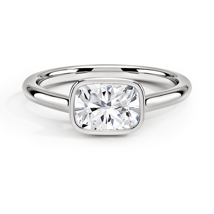 Luna East-West Bezel Solitaire Engagement Ring 18K White Gold CU