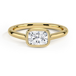 Luna East-West Bezel Solitaire Engagement Ring 18K Yellow Gold CU