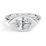 Luna East-West Bezel Solitaire Engagement Ring 18K White Gold MQ