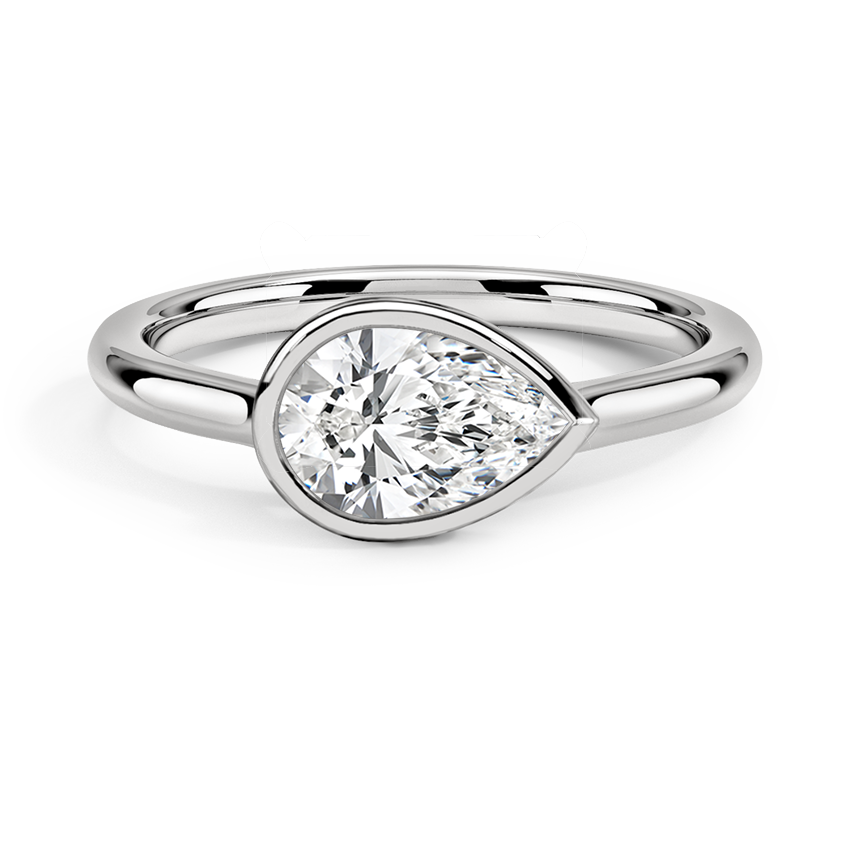 Luna East-West Bezel Solitaire Engagement Ring 18K White Gold PE