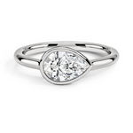 Luna East-West Bezel Solitaire Engagement Ring 18K White Gold PE