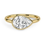 Luna East-West Bezel Solitaire Engagement Ring 18K Yellow Gold PE