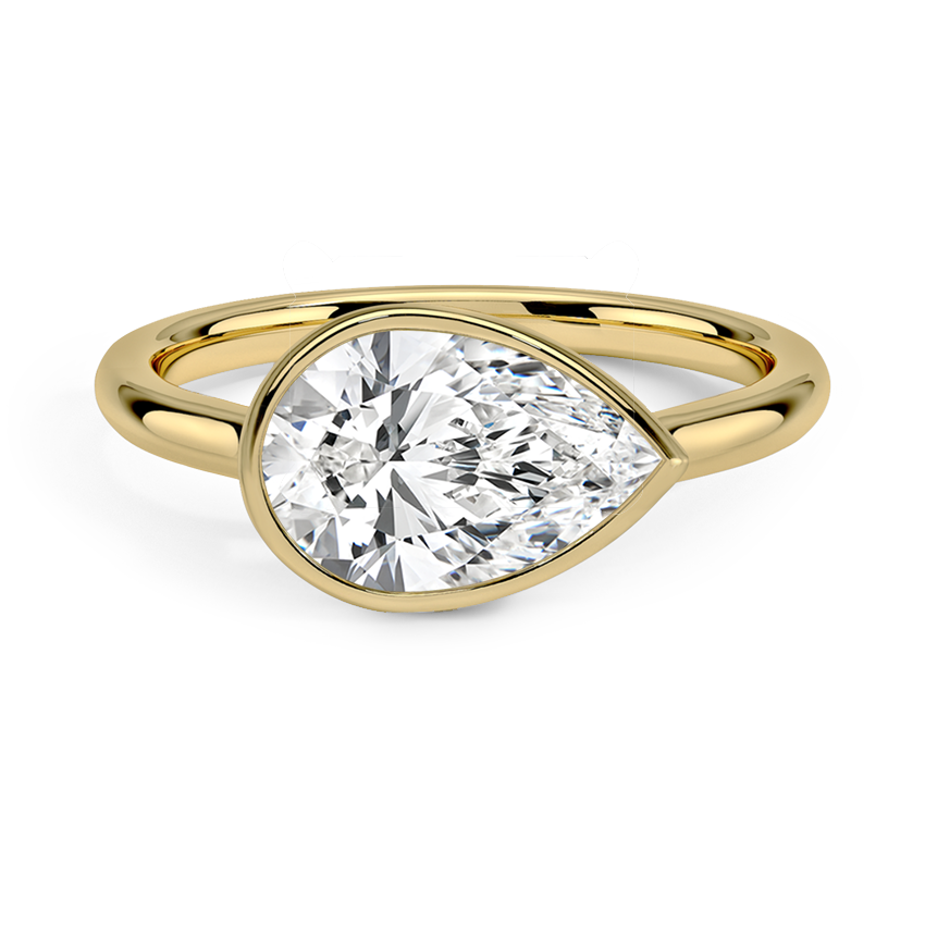 Luna East-West Bezel Solitaire Engagement Ring 18K Yellow Gold PE