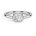 Luna East-West Bezel Solitaire Engagement Ring 18K White Gold RA