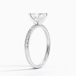 Petite Shared Prong Half Coverage Diamond Ring Platinum Asscher Engagement Ring