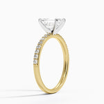 Petite Shared Prong Half Coverage Diamond Ring Yellow Gold 18k Emerald Engagement Ring
