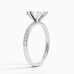 Petite Shared Prong Half Coverage Diamond Ring Platinum Marquise Engagement Ring