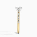 Petite Shared Prong Half Coverage Diamond Ring Yellow Gold 18k Princess Engagement Ring