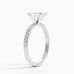 Petite Shared Prong Half Coverage Diamond Ring Platinum Radiant Engagement Ring