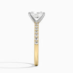 Petite Shared Prong Half Coverage Diamond Ring Yellow Gold 18k Radiant Engagement Ring
