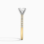 Petite Shared Prong Half Coverage Diamond Ring Yellow Gold 18k Round Engagement Ring