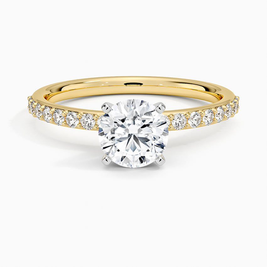 Six Prong Petite Shared Prong Diamond Ring (1/5 ct. tw.) Yellow Gold 18k Round Engagement Ring