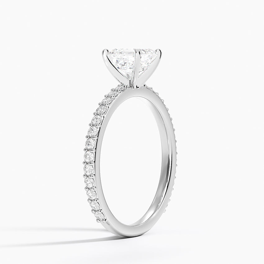Petite Shared Prong Three-Quarter Coverage Diamond Ring (1/3 ct. tw.) Platinum Asscher Engagement Ring