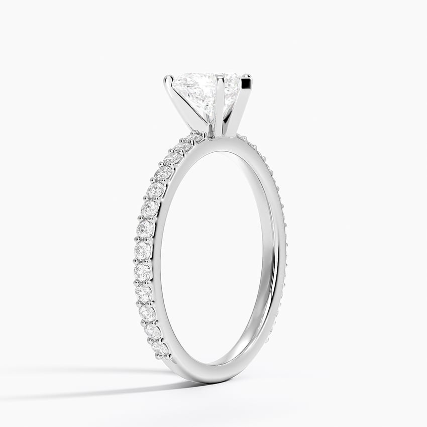 Petite Shared Prong Three-Quarter Coverage Diamond Ring (1/3 ct. tw.) Platinum Heart Engagement Ring