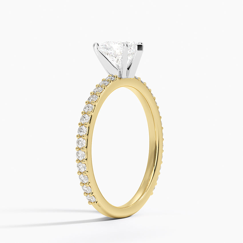 Petite Shared Prong Three-Quarter Coverage Diamond Ring (1/3 ct. tw.) Yellow Gold 18k Heart Engagement Ring