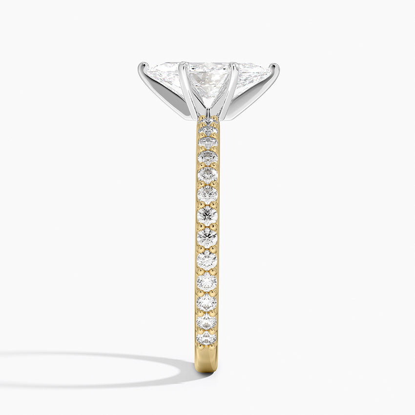 Petite Shared Prong Three-Quarter Coverage Diamond Ring (1/3 ct. tw.) Yellow Gold 18k Marquise Engagement Ring