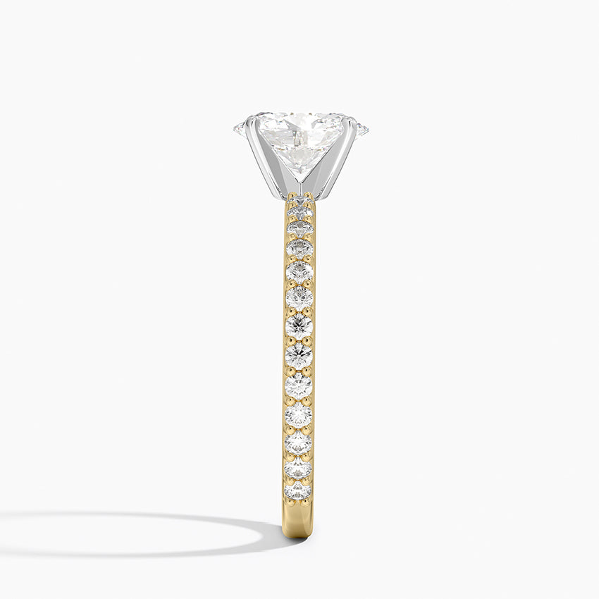 Petite Shared Prong Three-Quarter Coverage Diamond Ring (1/3 ct. tw.) Yellow Gold 18k Oval Engagement Ring