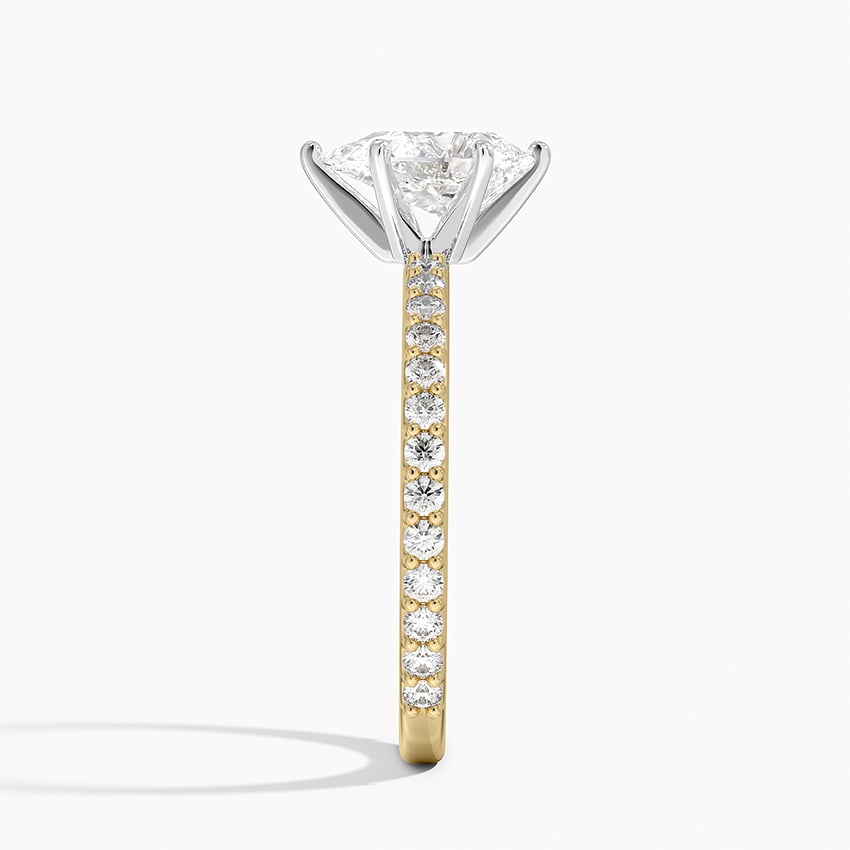 Petite Shared Prong Three-Quarter Coverage Diamond Ring (1/3 ct. tw.) Yellow Gold 18k Pear Engagement Ring