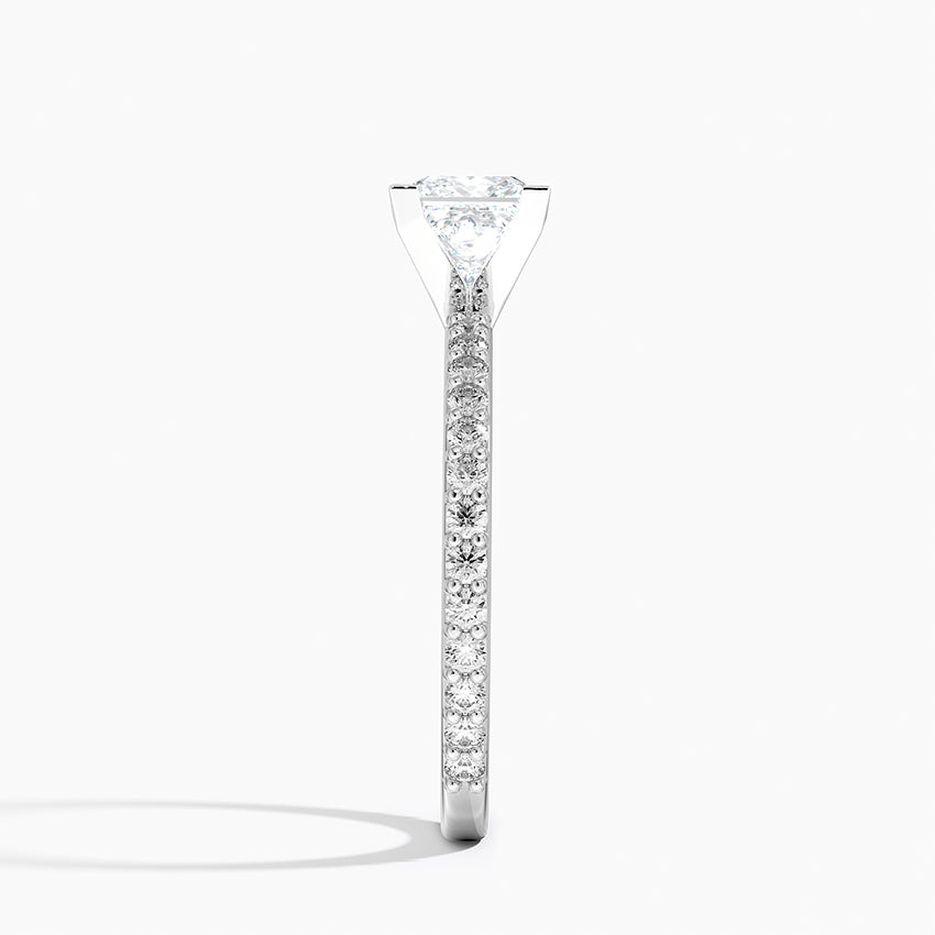 Petite Shared Prong Three-Quarter Coverage Diamond Ring (1/3 ct. tw.) Platinum Princess Engagement Ring