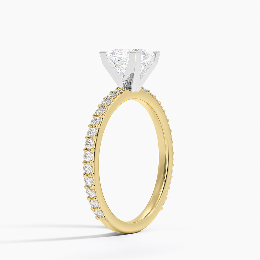 Petite Shared Prong Three-Quarter Coverage Diamond Ring (1/3 ct. tw.) Yellow Gold 18k Princess Engagement Ring