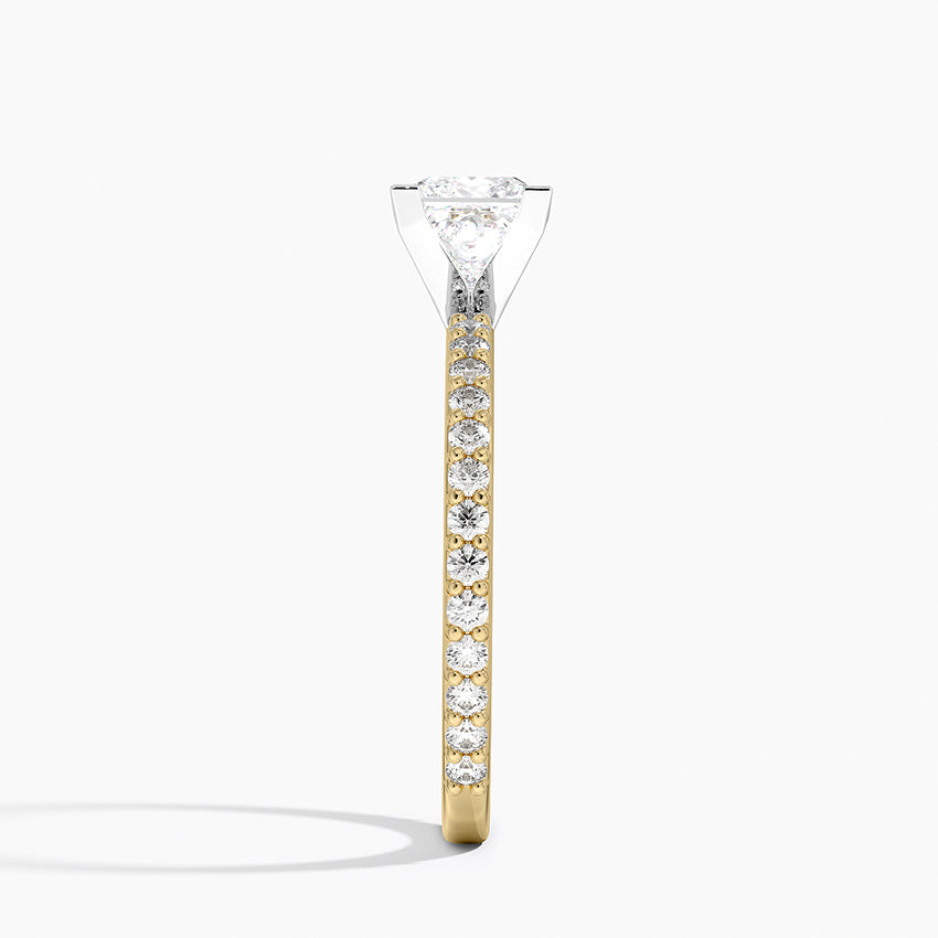 Petite Shared Prong Three-Quarter Coverage Diamond Ring (1/3 ct. tw.) Yellow Gold 18k Princess Engagement Ring