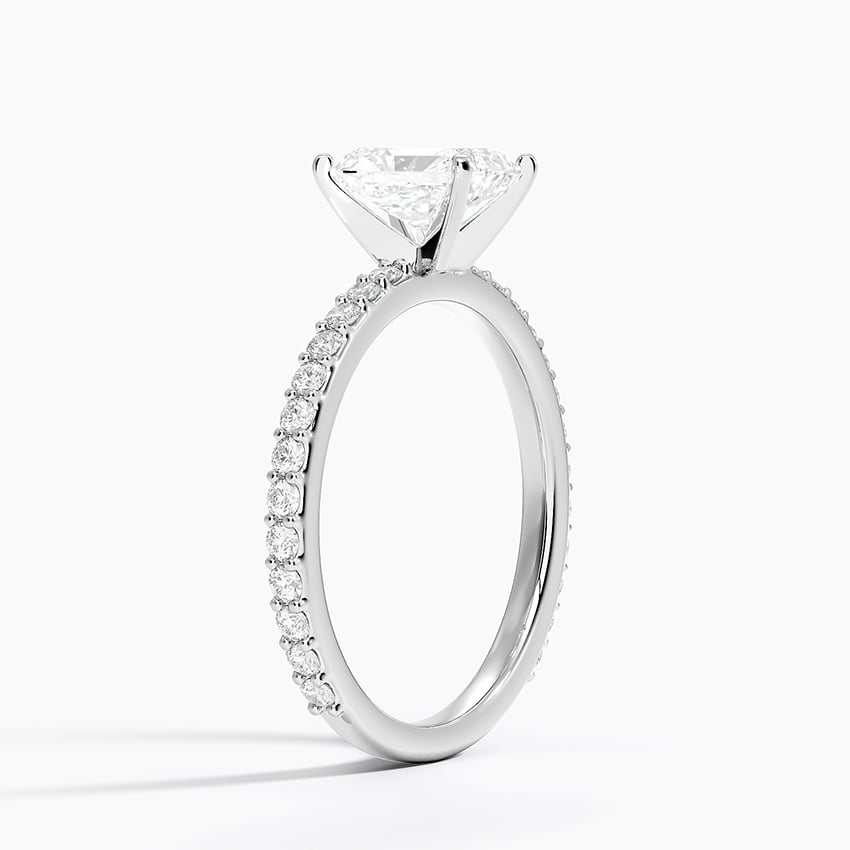 Petite Shared Prong Three-Quarter Coverage Diamond Ring (1/3 ct. tw.) Platinum Radiant Engagement Ring