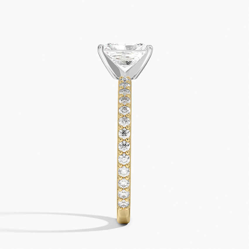 Petite Shared Prong Three-Quarter Coverage Diamond Ring (1/3 ct. tw.) Yellow Gold 18k Radiant Engagement Ring