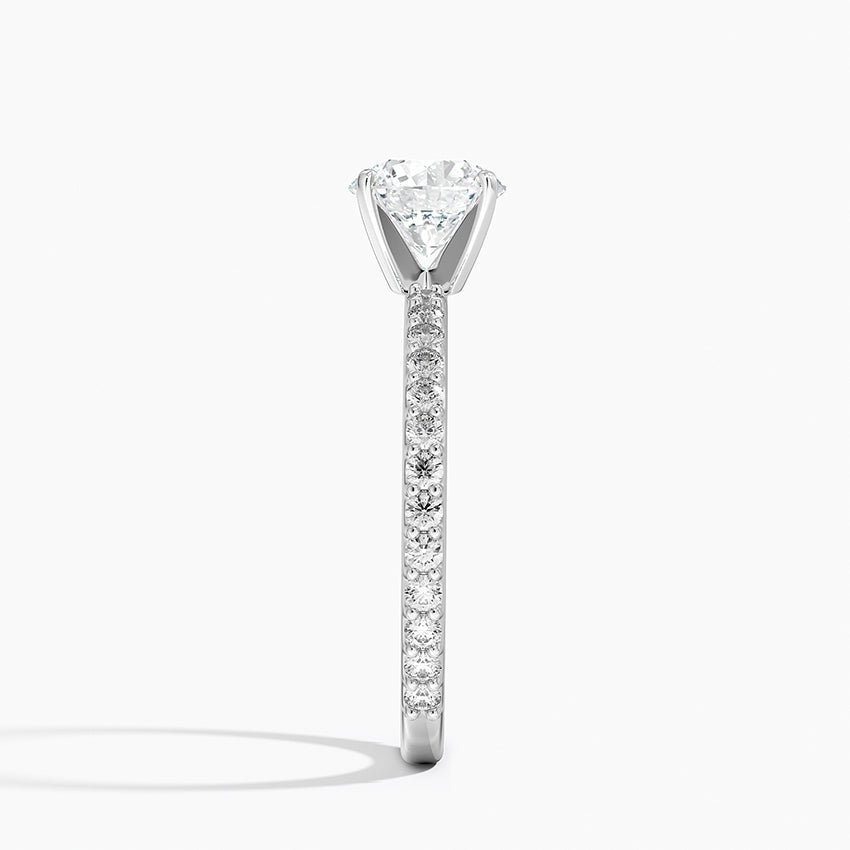 Petite Shared Prong Three-Quarter Coverage Diamond Ring (1/3 ct. tw.) Platinum Round Engagement Ring