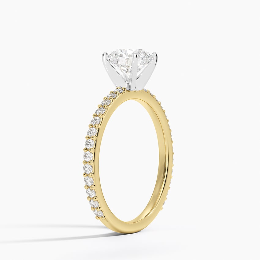 Petite Shared Prong Three-Quarter Coverage Diamond Ring (1/3 ct. tw.) Yellow Gold 18k Round Engagement Ring