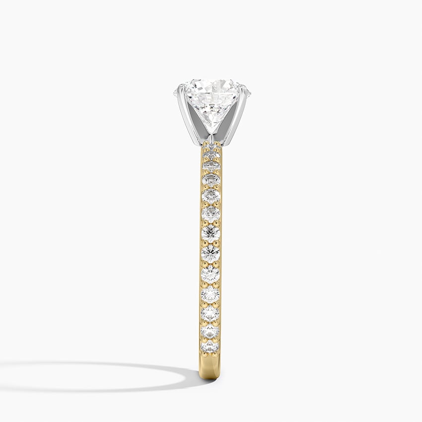 Petite Shared Prong Three-Quarter Coverage Diamond Ring (1/3 ct. tw.) Yellow Gold 18k Round Engagement Ring