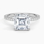 Petite Shared Prong Three-Quarter Coverage Diamond Ring (1/3 ct. tw.) Platinum Asscher Engagement Ring