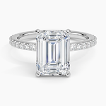 Petite Shared Prong Three-Quarter Coverage Diamond Ring (1/3 ct. tw.) Platinum Emerald Engagement Ring